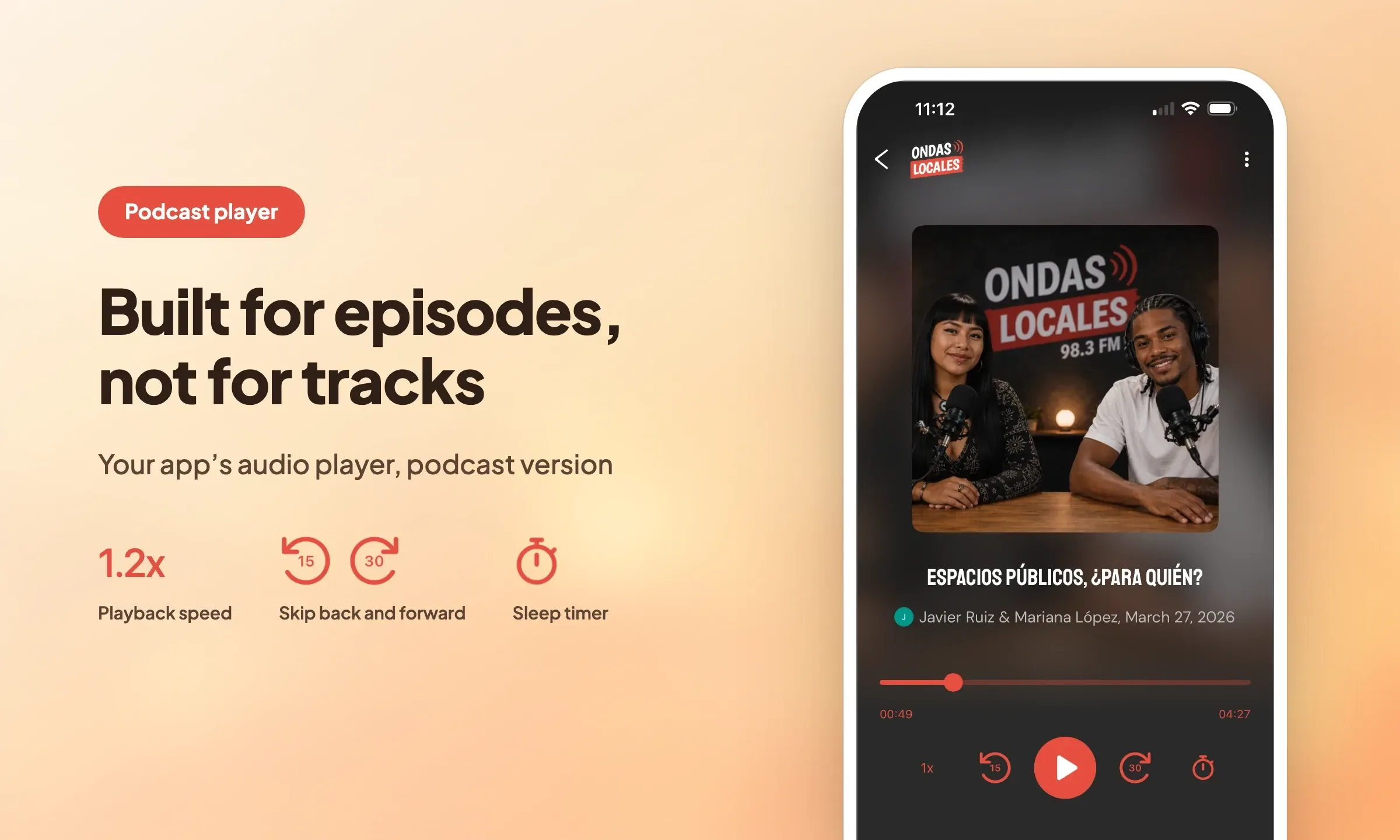Podcast player, the controls your listeners expect